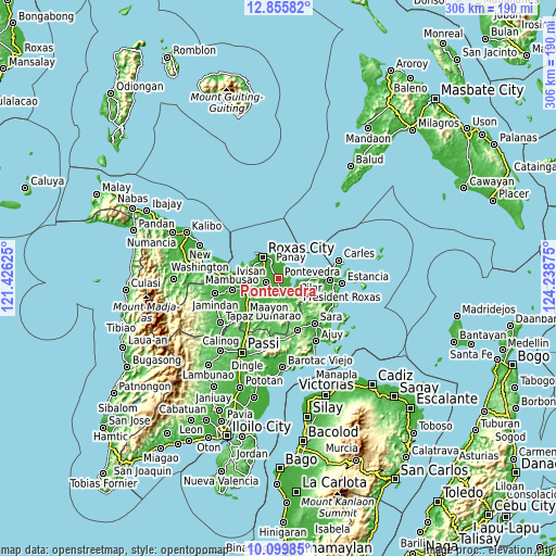 Topographic map of Pontevedra