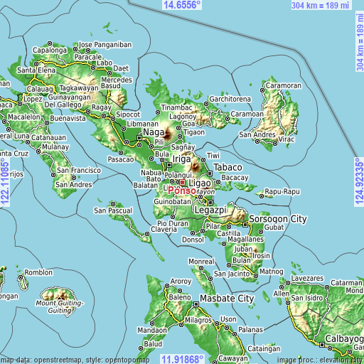 Topographic map of Ponso