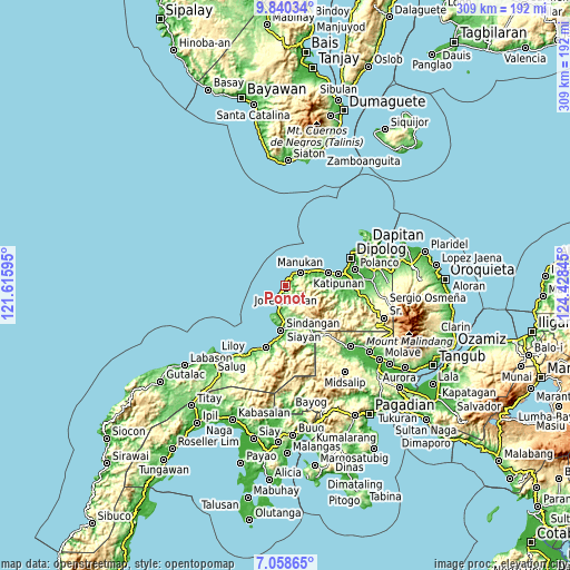 Topographic map of Ponot