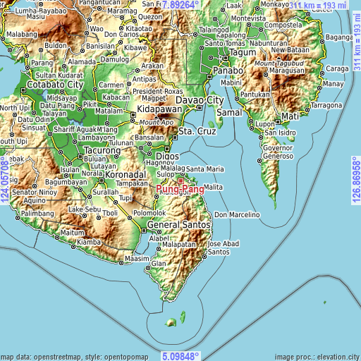 Topographic map of Pung-Pang