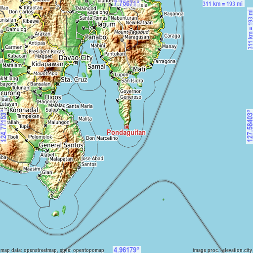 Topographic map of Pondaguitan