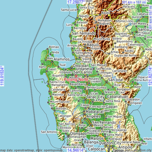 Topographic map of Polong Norte