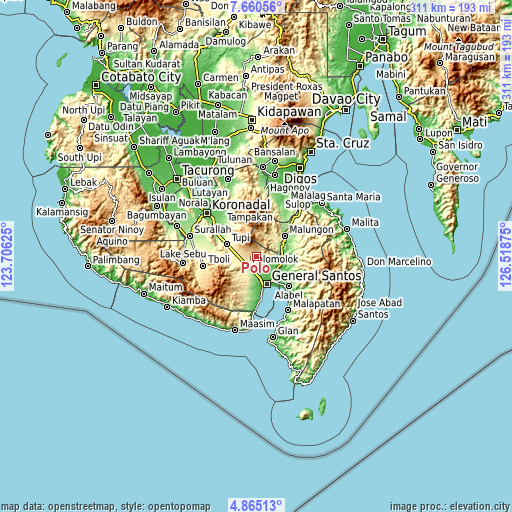 Topographic map of Polo