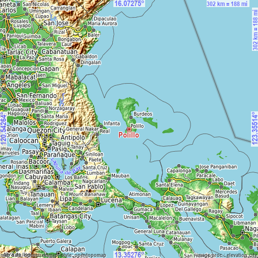 Topographic map of Polillo