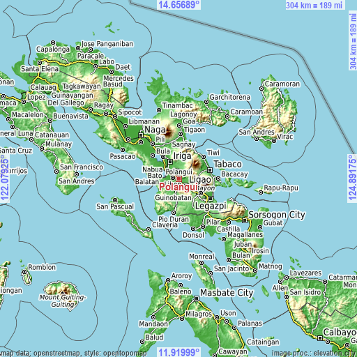 Topographic map of Polangui