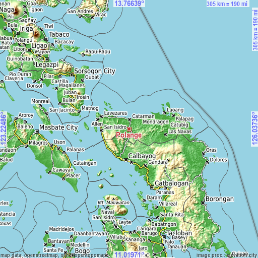 Topographic map of Polañge