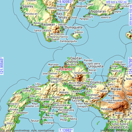 Topographic map of Polanco