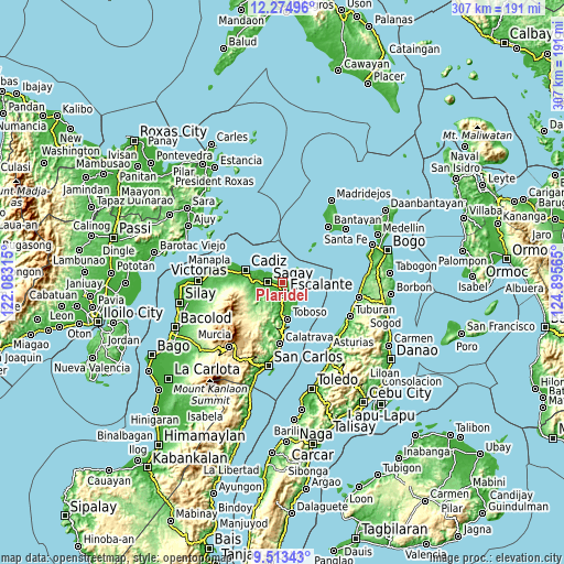 Topographic map of Plaridel