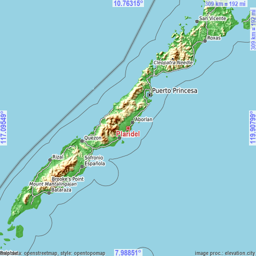 Topographic map of Plaridel