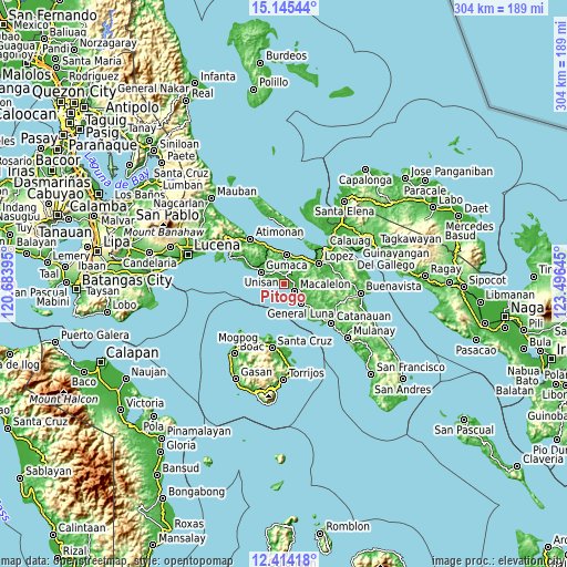 Topographic map of Pitogo