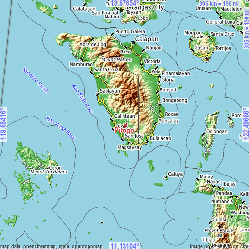 Topographic map of Pitogo