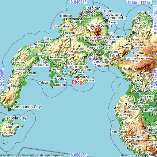 Topographic map of Pitogo