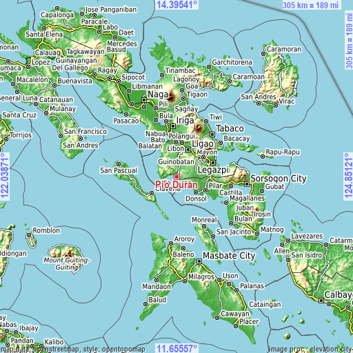 Topographic map of Pio Duran