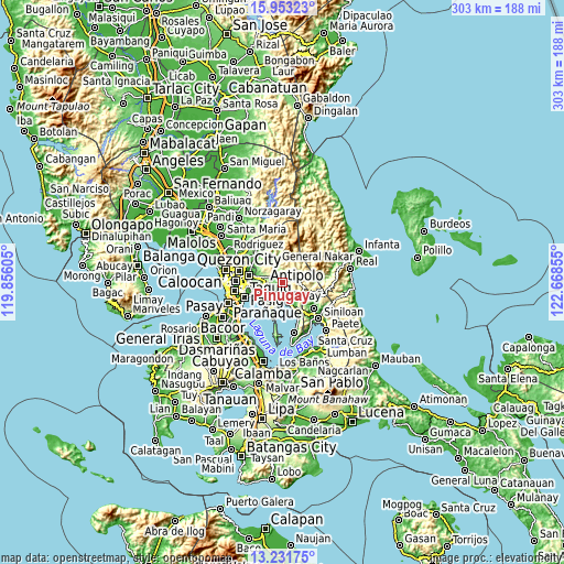 Topographic map of Pinugay