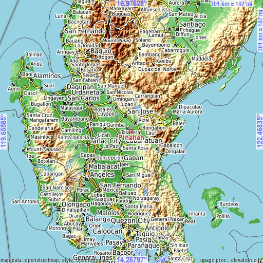 Topographic map of Piñahan