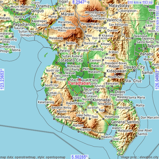 Topographic map of Panadtaban