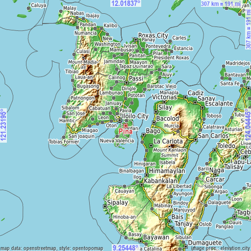 Topographic map of Piña