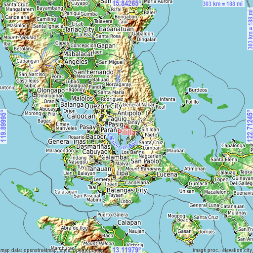 Topographic map of Pililla