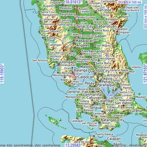 Topographic map of Pilar