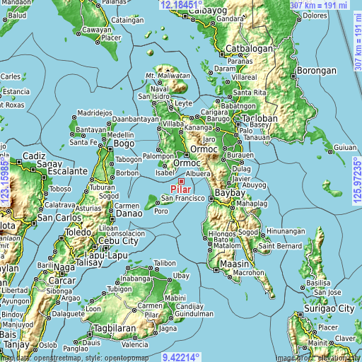 Topographic map of Pilar