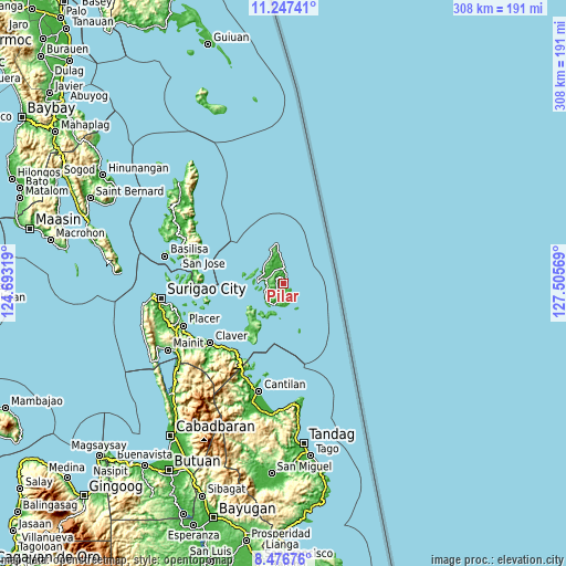 Topographic map of Pilar