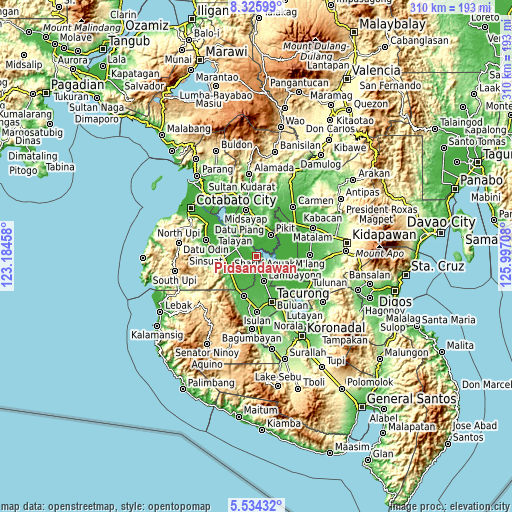 Topographic map of Pidsandawan