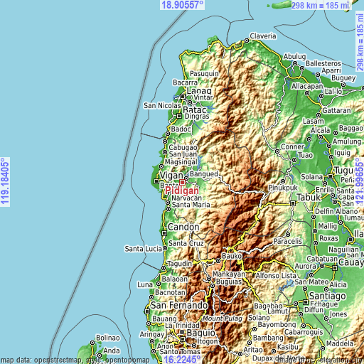 Topographic map of Pidigan