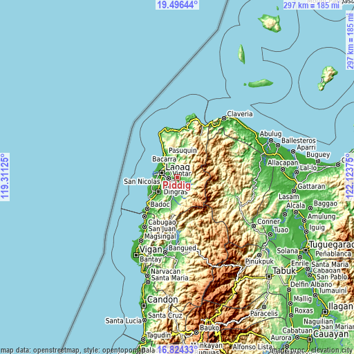 Topographic map of Piddig