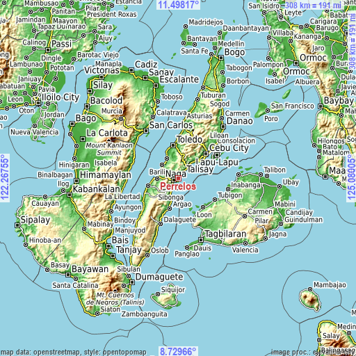 Topographic map of Perrelos