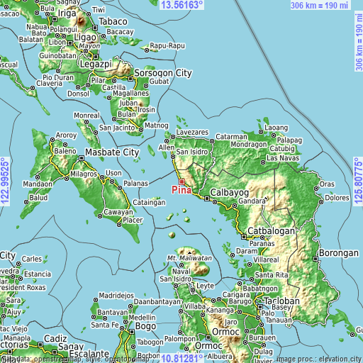 Topographic map of Piña