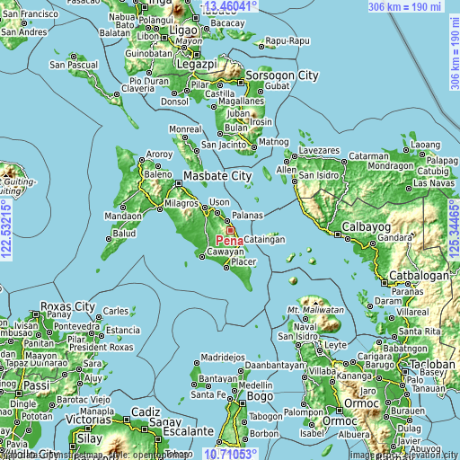 Topographic map of Peña