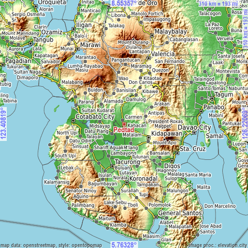 Topographic map of Pedtad