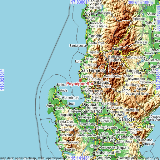 Topographic map of Payocpoc Sur