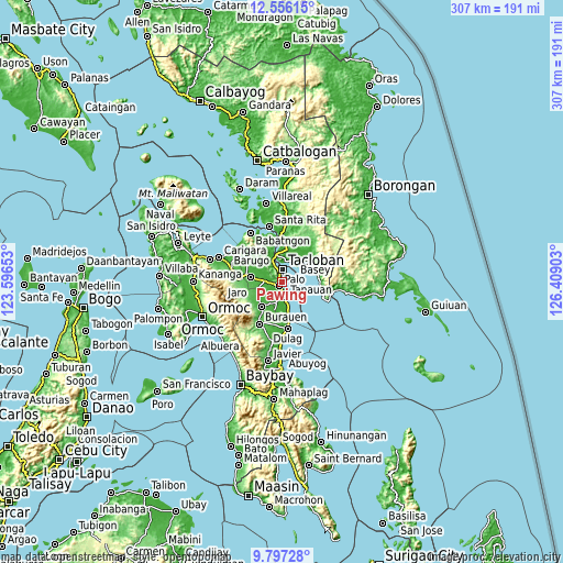 Topographic map of Pawing