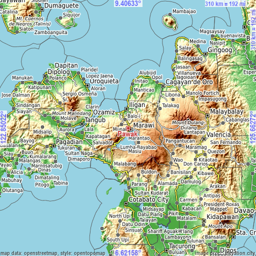 Topographic map of Pawak