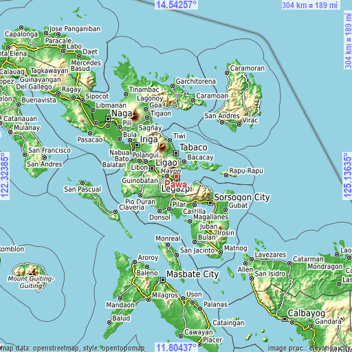 Topographic map of Pawa