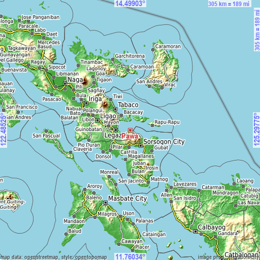 Topographic map of Pawa