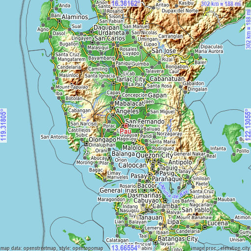 Topographic map of Pau