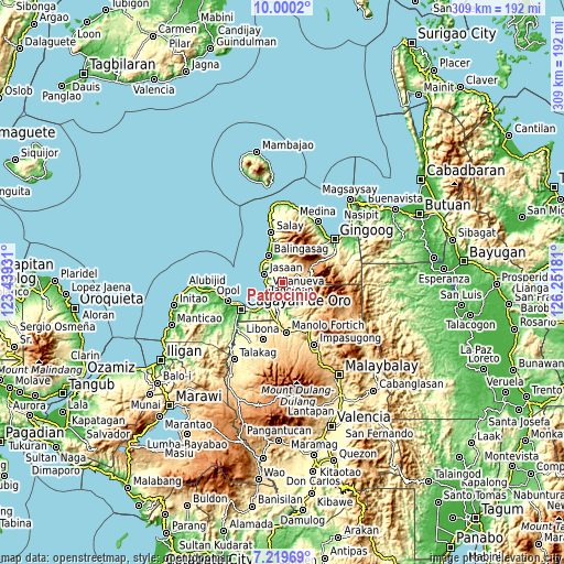 Topographic map of Patrocinio