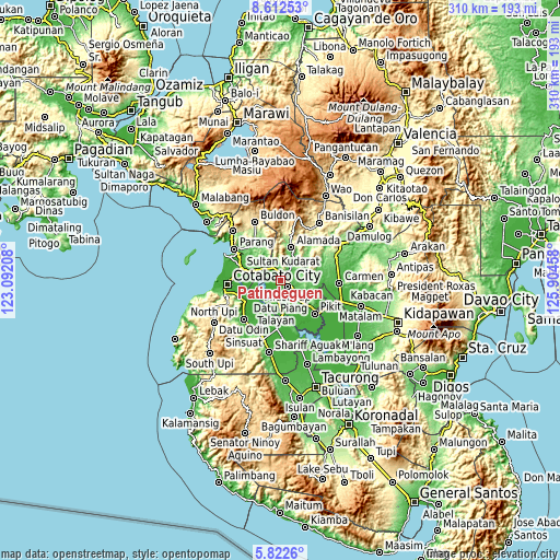 Topographic map of Patindeguen