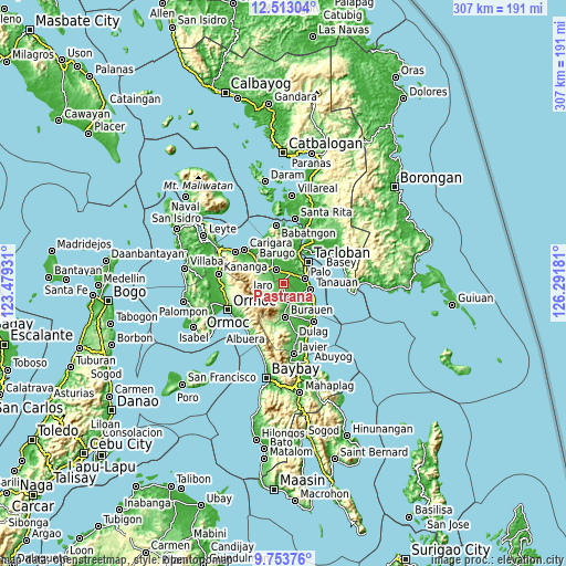 Topographic map of Pastrana