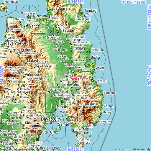 Topographic map of Pasian