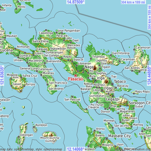 Topographic map of Pasacao