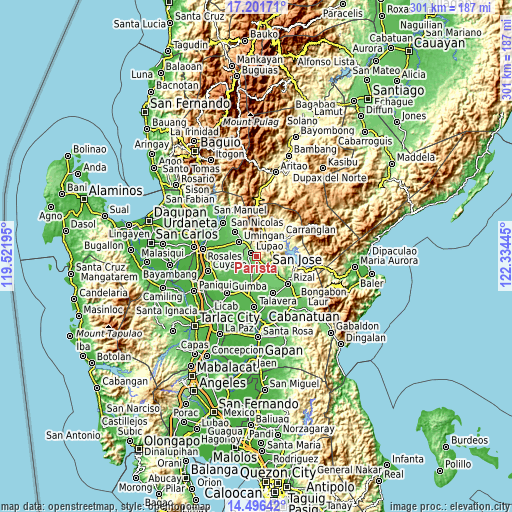 Topographic map of Parista