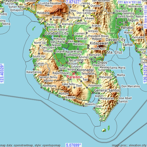 Topographic map of Paraiso