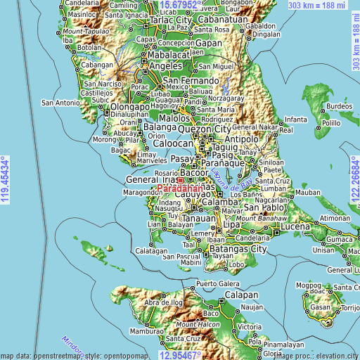 Topographic map of Paradahan