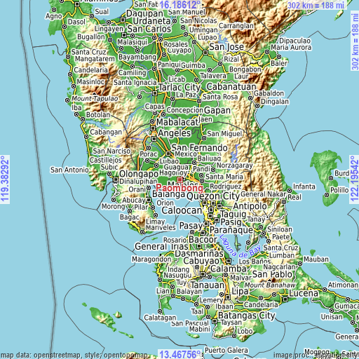 Topographic map of Paombong