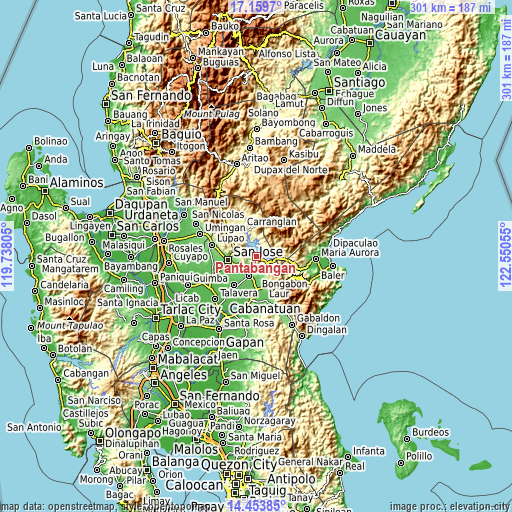 Topographic map of Pantabangan