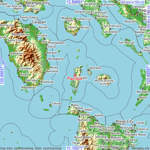 Topographic map of Panique