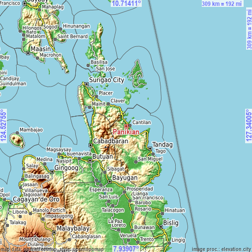 Topographic map of Panikian